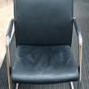 Black Leather Cantilever Chair with Chrome Frame