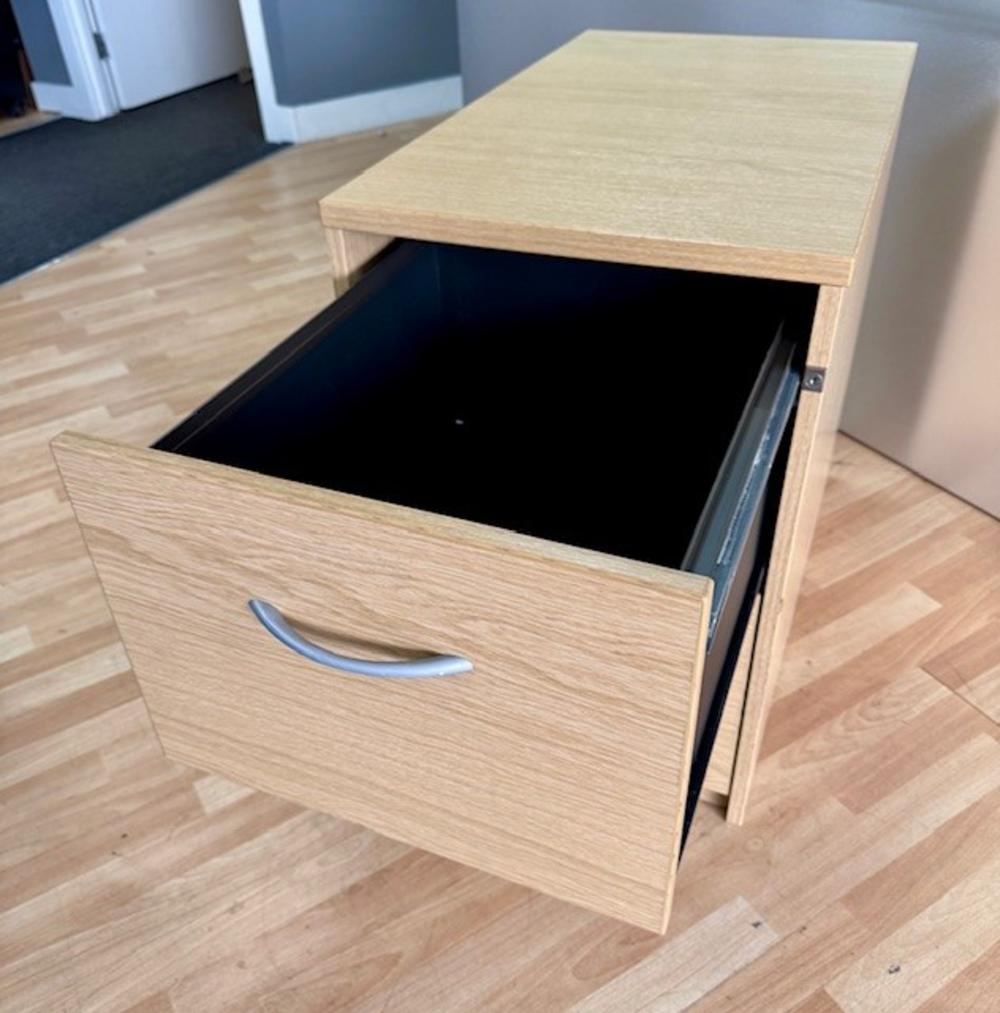 Stone Oak 2 Drawer Desk High Filing Cabinet / Pedestal 800mm Deep