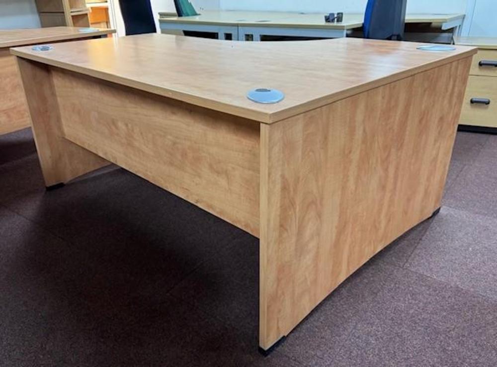 Elite Left Handed 1800mm Radial Desk With Panel End Legs in Champagne