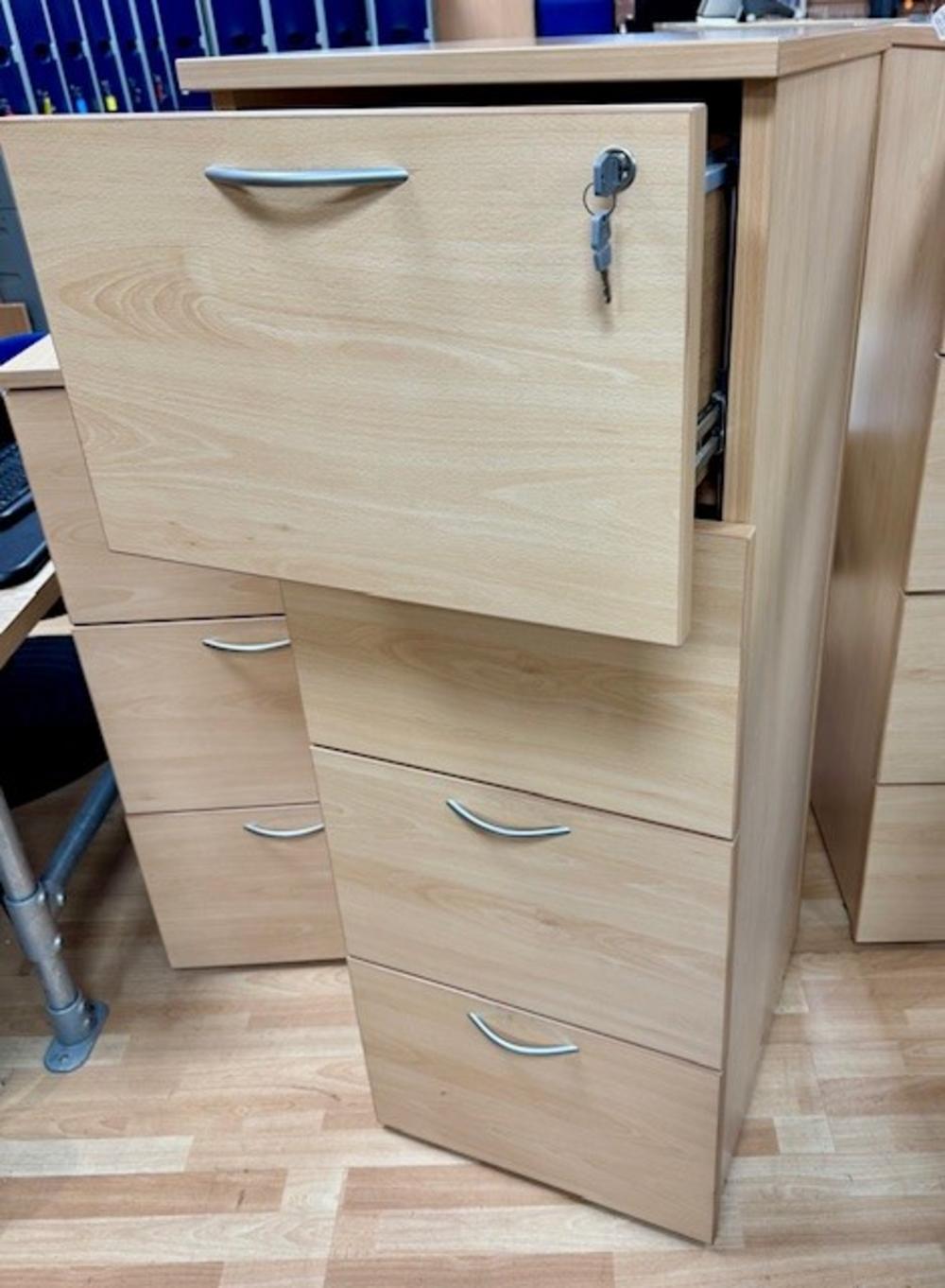 L&P Saturn Heavy Duty 4 Drawer Lockable Filing Cabinet in Beech