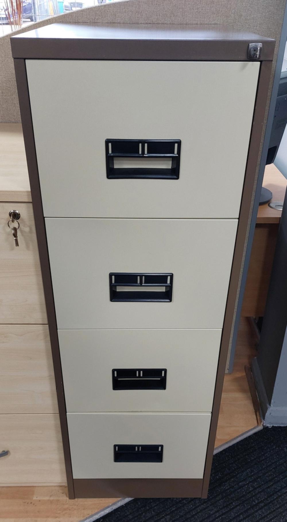Brown And Beige 4 Drawer Filing Cabinet