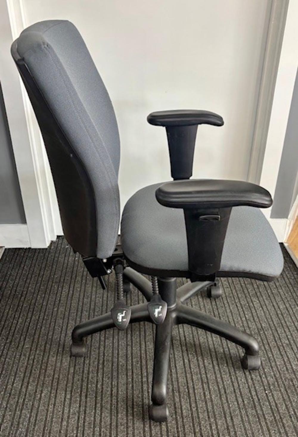 Grey Square Backed Task Chair with Adjustable Arms