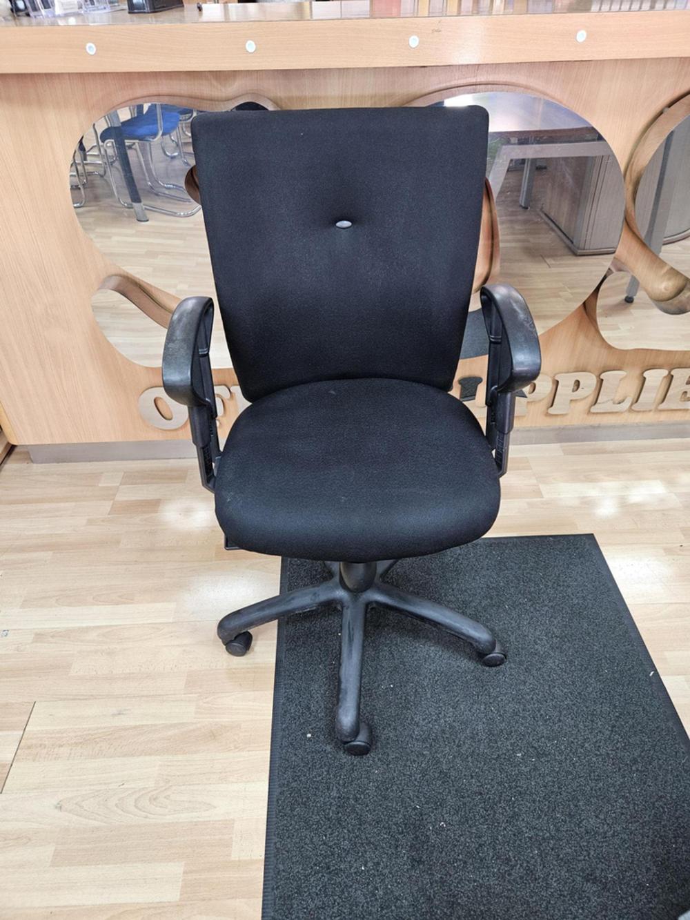 Black Fabric Operator Chair With Adjustable Arms