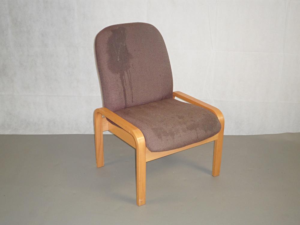 Beech Framed Reception Chair in Brown Fabric