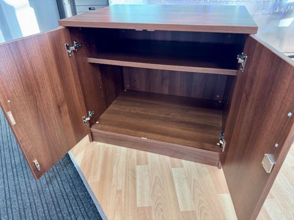 Walnut Desk High Cupboard with Adjustable Shelf