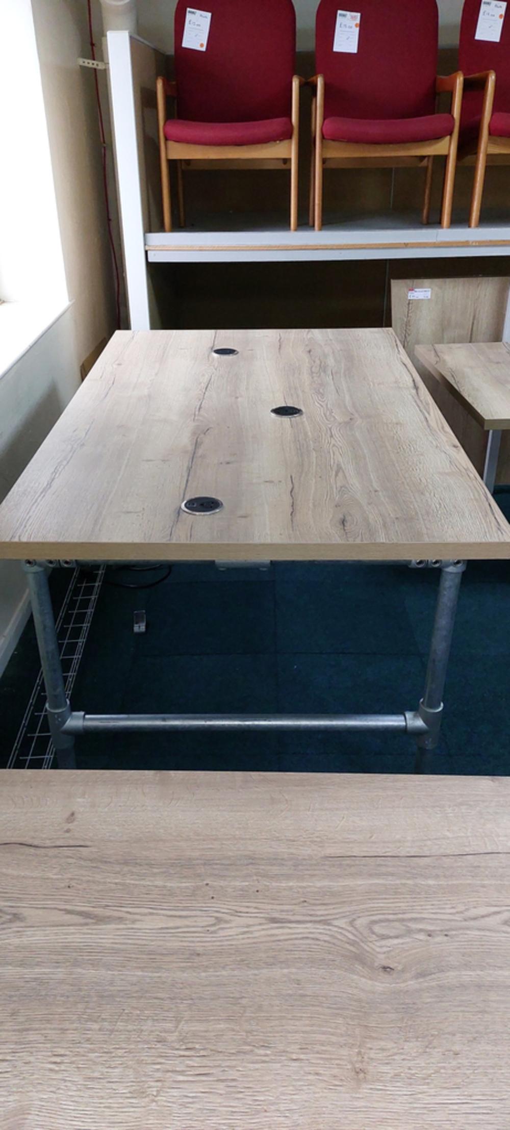 1825mm Rustic Oak Poseura Table With Power Points Fitted 