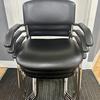 Set of 3 Black Faux Leather Cantilever Arm Chairs