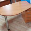 Cherry Tear Drop Meeting Desk With Narrow Drawers 