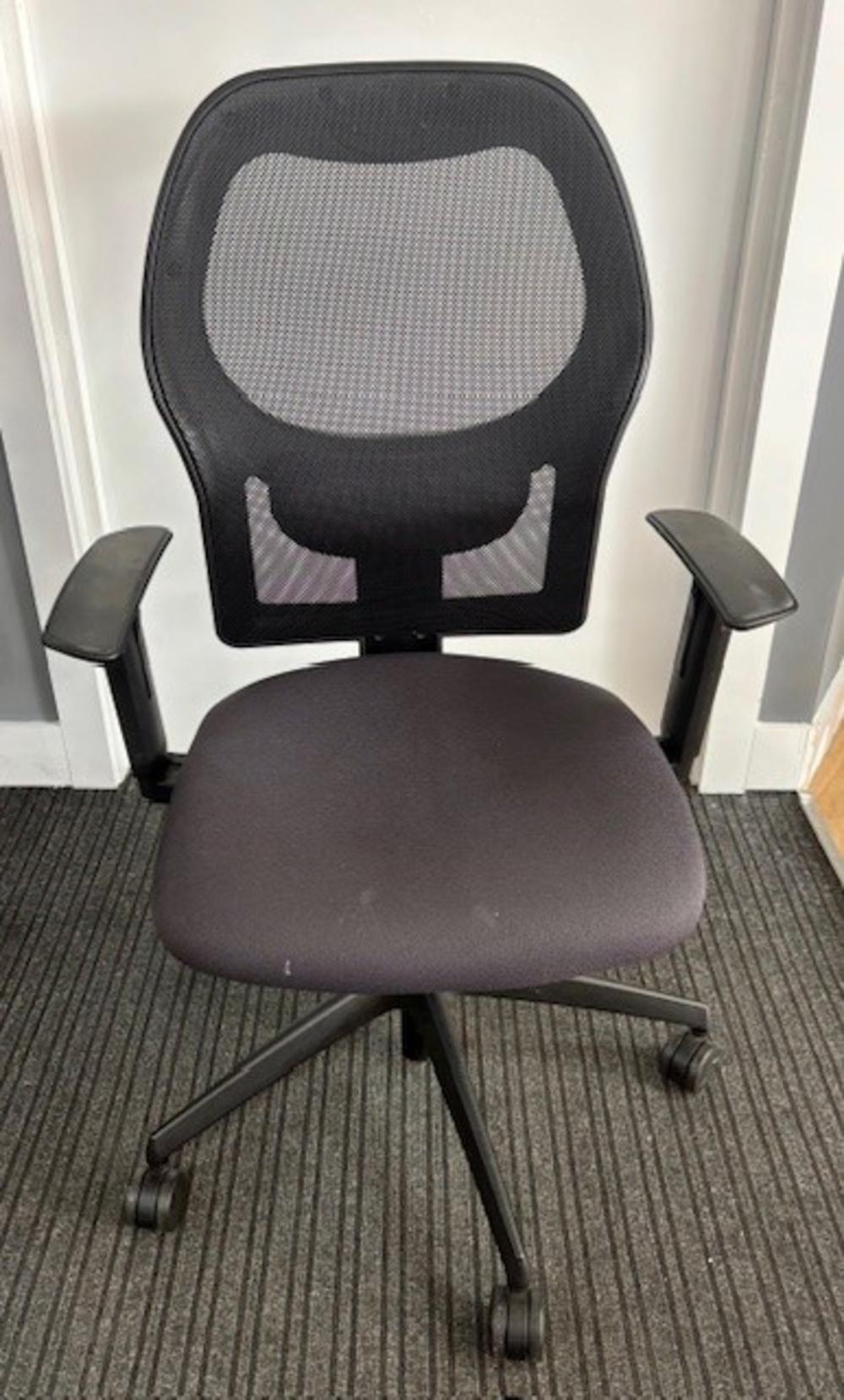 Black Mesh Back Operator Chair With Adjustable Arms 