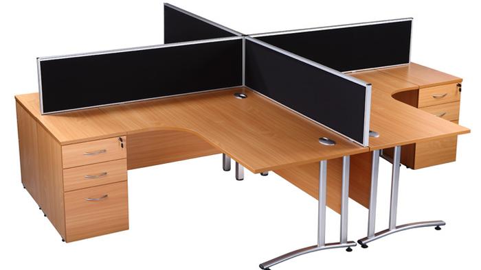 Edurance Radial Desk with Pedestals Beech with Black Screens
