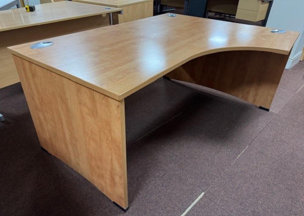 Elite 1600mm Radial Desk With Panel End Legs in Champagne