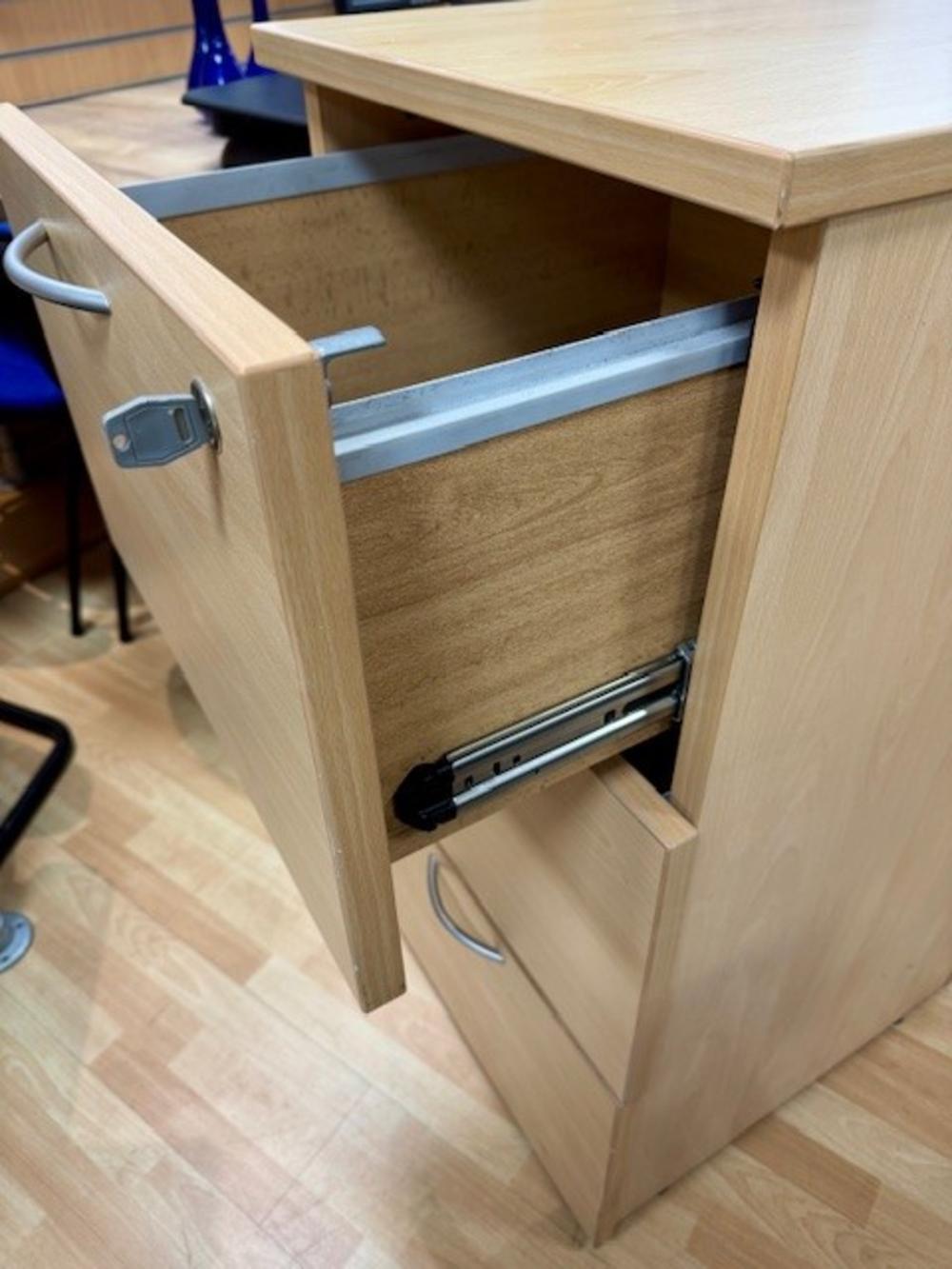 L&P Saturn Heavy Duty 3 Drawer Lockable Filing Cabinet in Beech