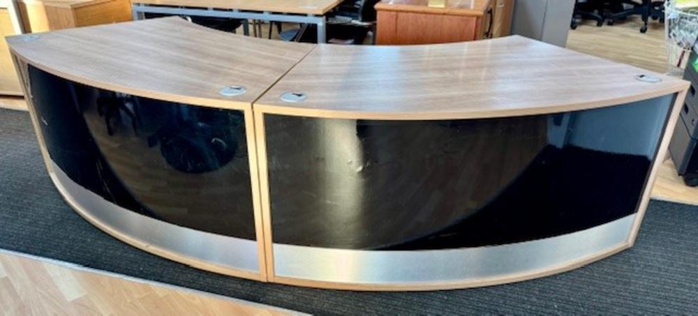 2 section Curved reception Desk in Santiago Cherry