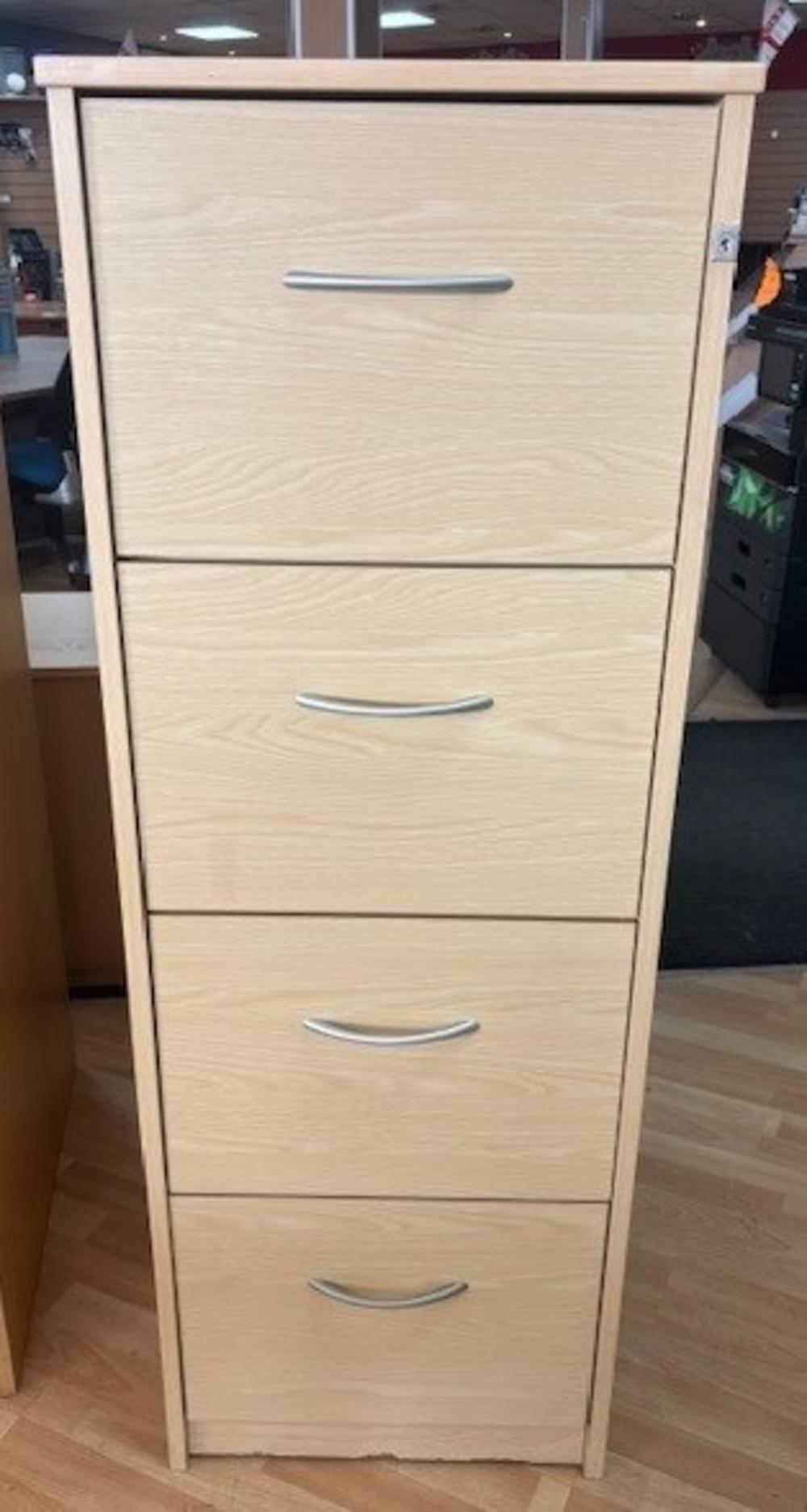 Japanese Ash Lockable 4 Drawer Filing Cabinet