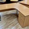 OI Radial Beech 1600mm Desk R/H with Desk High Pedestal