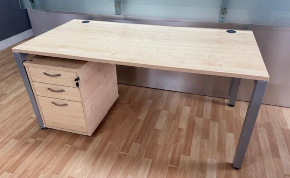 Dams 1600mm Maple Desk with Mobile Pedestal Drawers