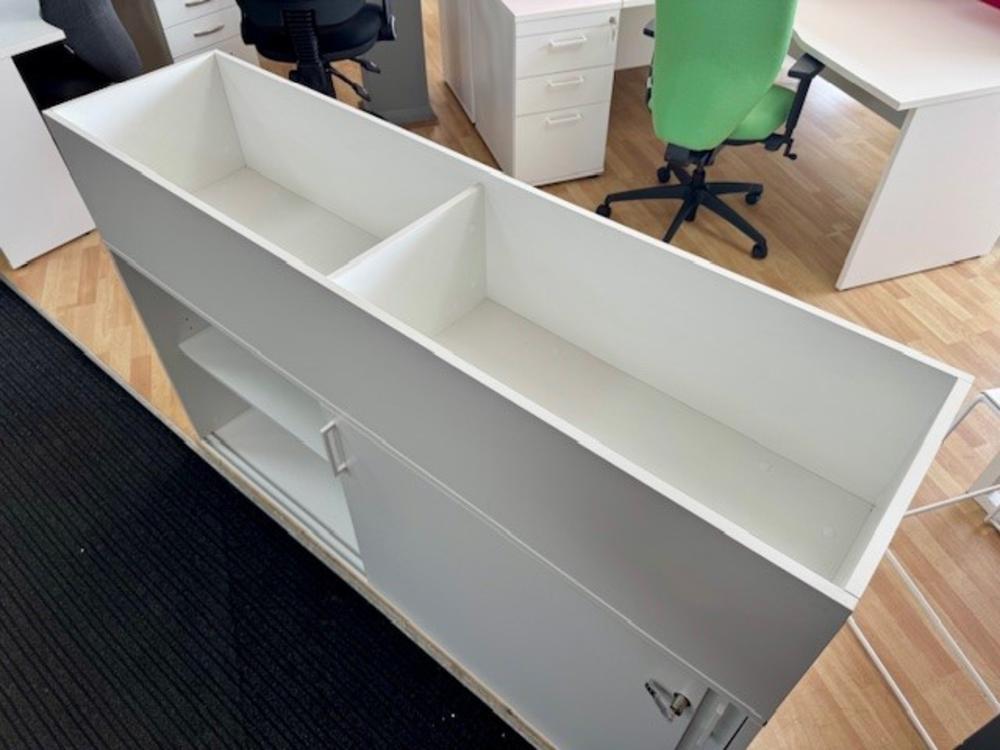 Lockable Sliding Door Cupboard with Open Top Storage Section 