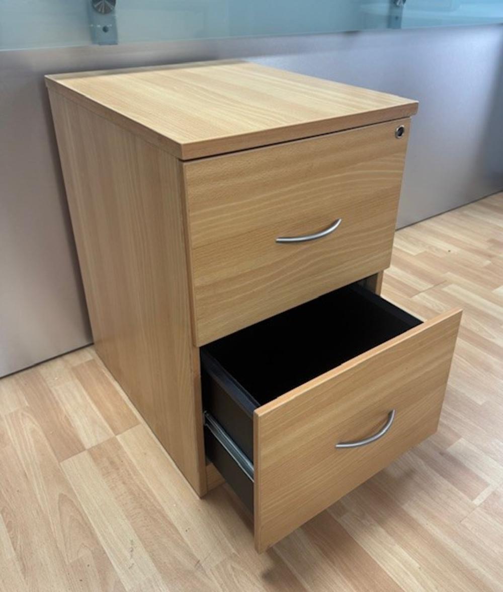 2 Drawer Filing Cabinet in Beech  - Lock Missing