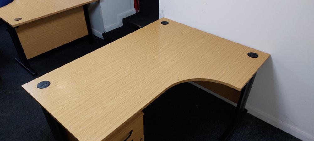 Right Handed Calva Oak 1600mm Radial Desk With Drawers