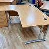 OI Radial Beech 1600mm Desk L/H with Desk High Pedestal 