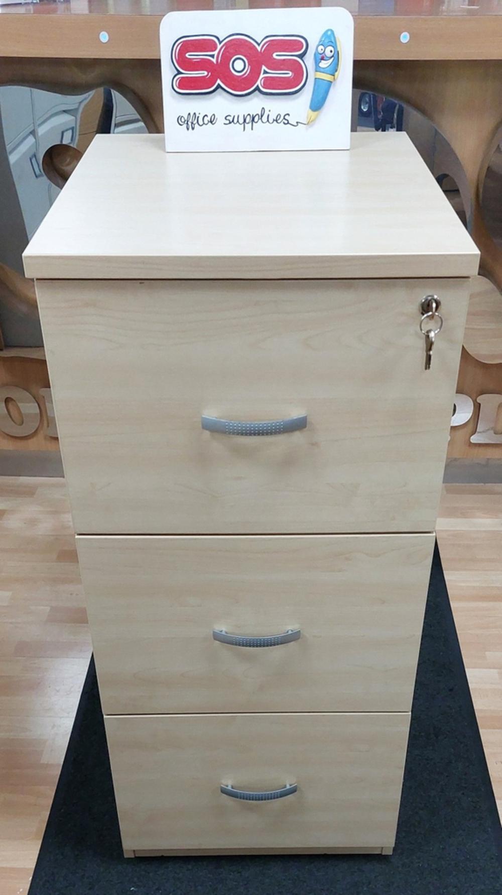 Maple 3 Drawer Filing Cabinet