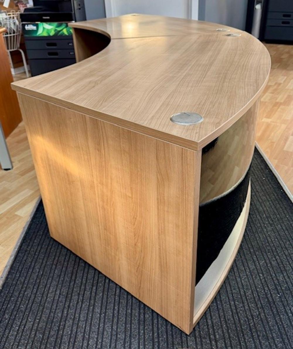 2 section Curved reception Desk in Santiago Cherry