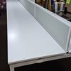 8 Person White Bench Desk with Central Screens and Cable Trays 6400x1600mm