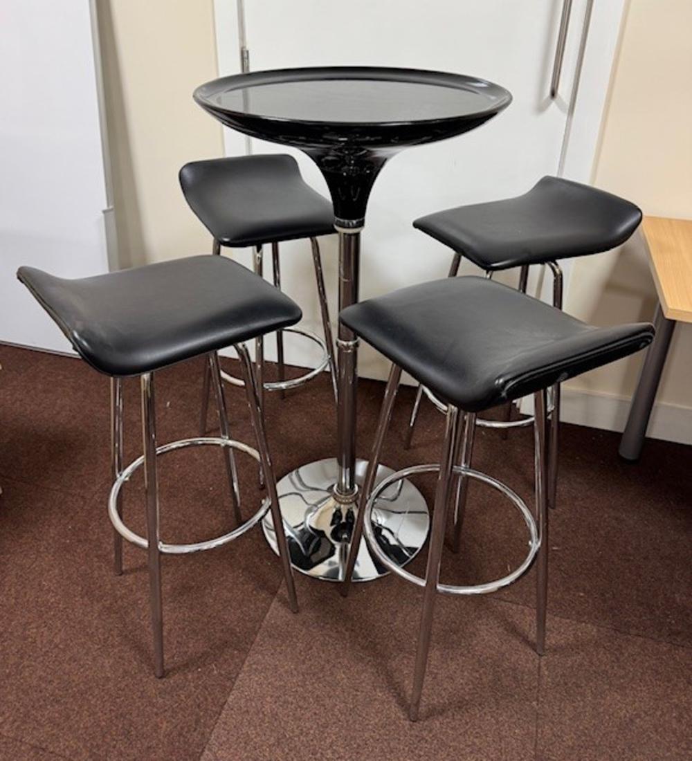 Black High Table and 4 Stools