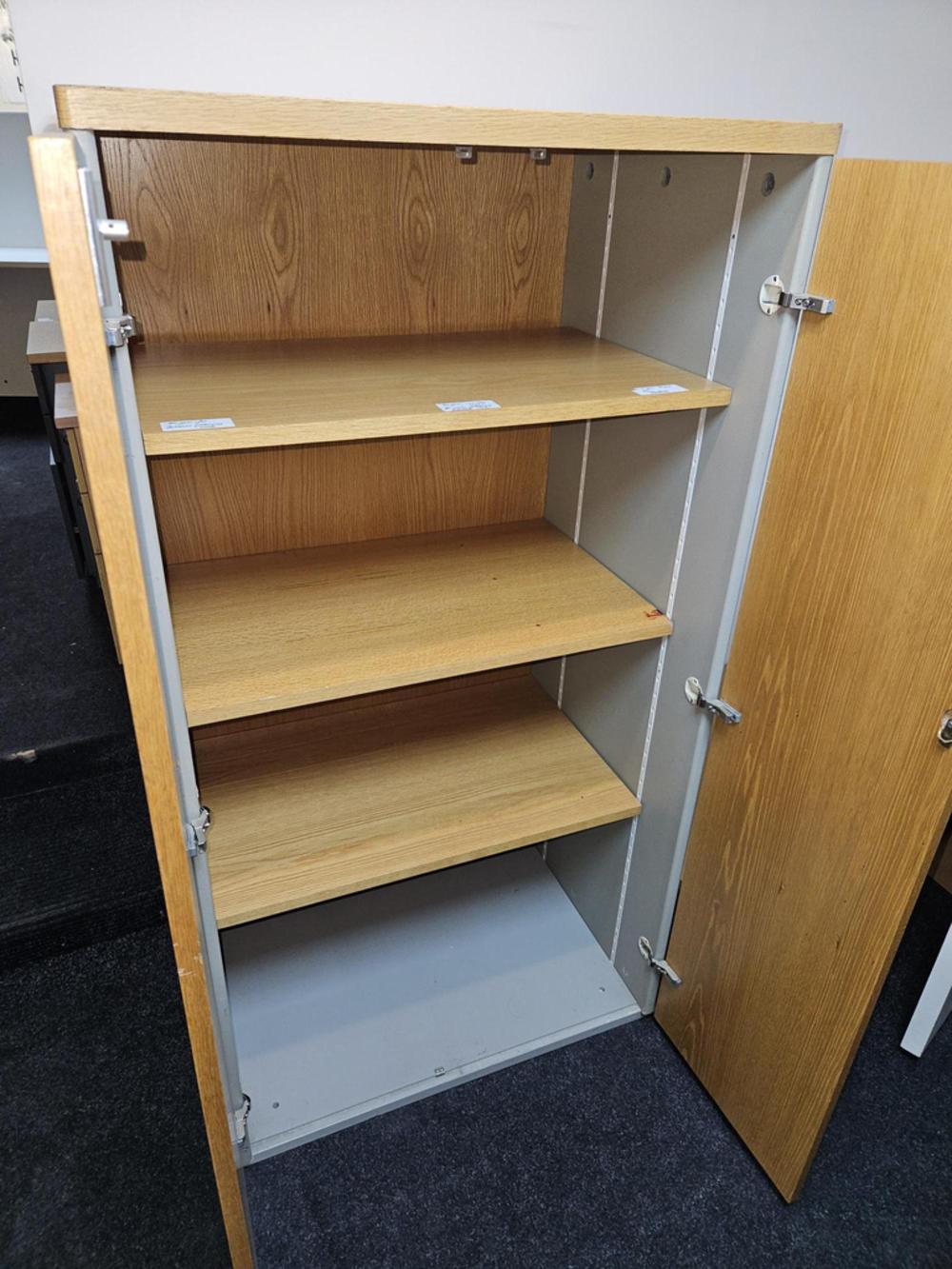 Light Oak Double Door Cabinet With Adjustable Shelves Non Locking