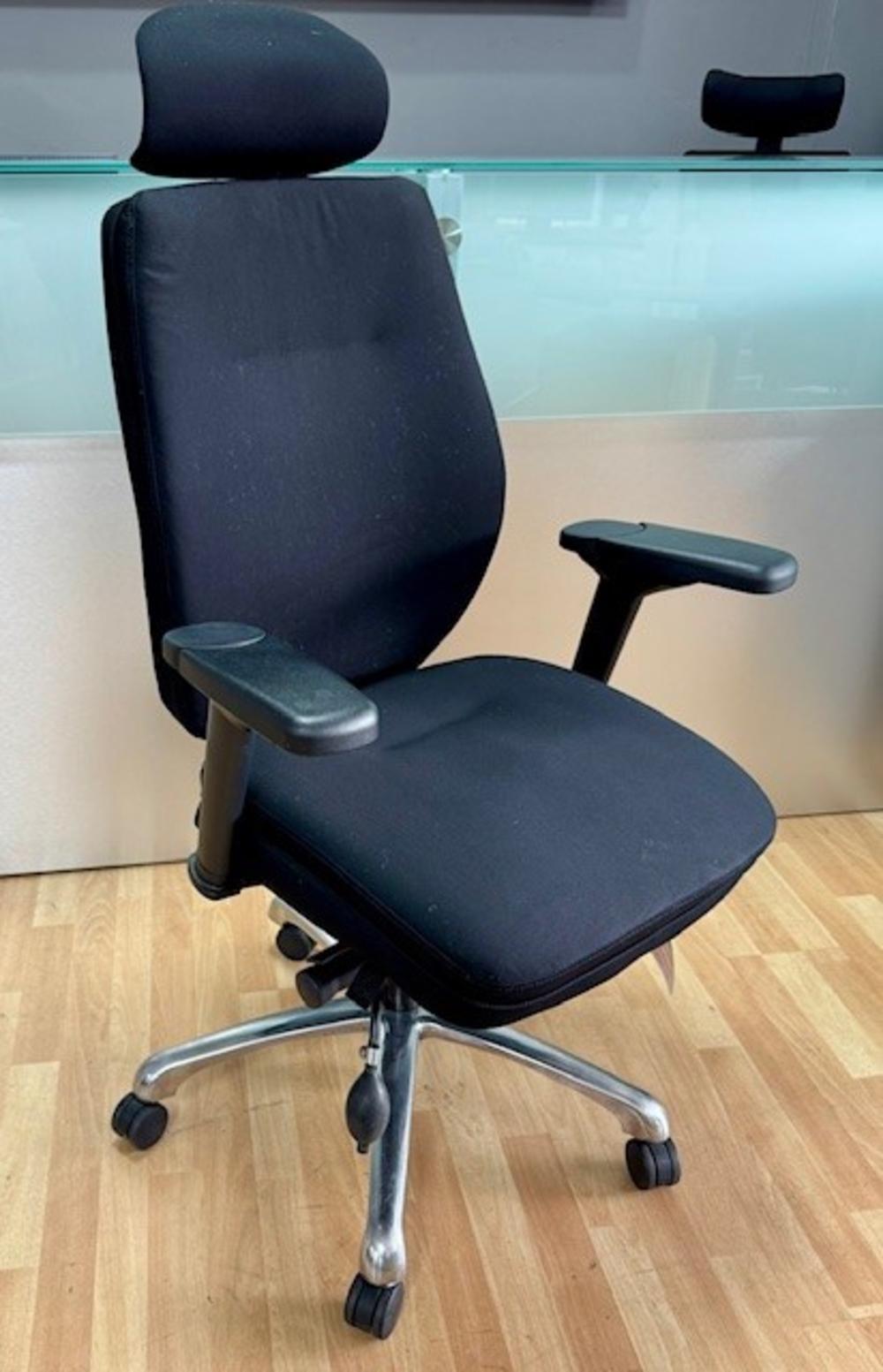 High Back Executive Chair with Pump Up Lumbar & Headrest - Black