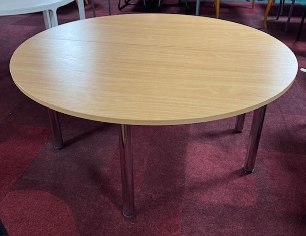 2 Piece Beech Circular Table 1600mm Dia. On Chrome Legs