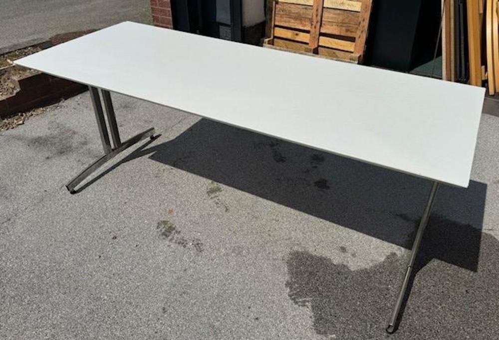 1800mm x 700mm White Canteen Table With Chrome Legs
