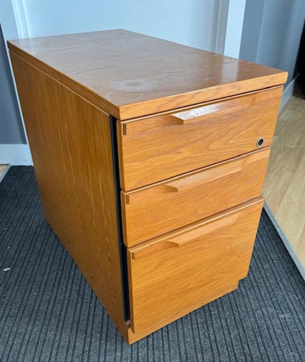 Cherry Wood Veneer Desk High Pedestal 800mm Deep