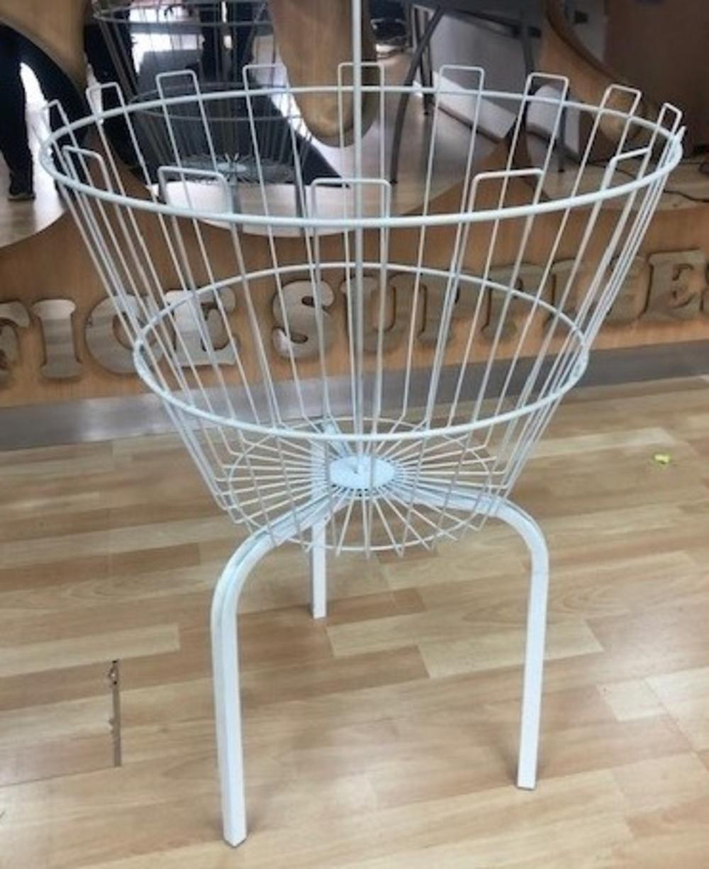 White Wire Display Basket with Sign Holder