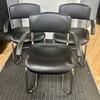 Set of 3 Black Faux Leather Cantilever Arm Chairs