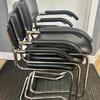 Set of 3 Black Faux Leather Cantilever Arm Chairs