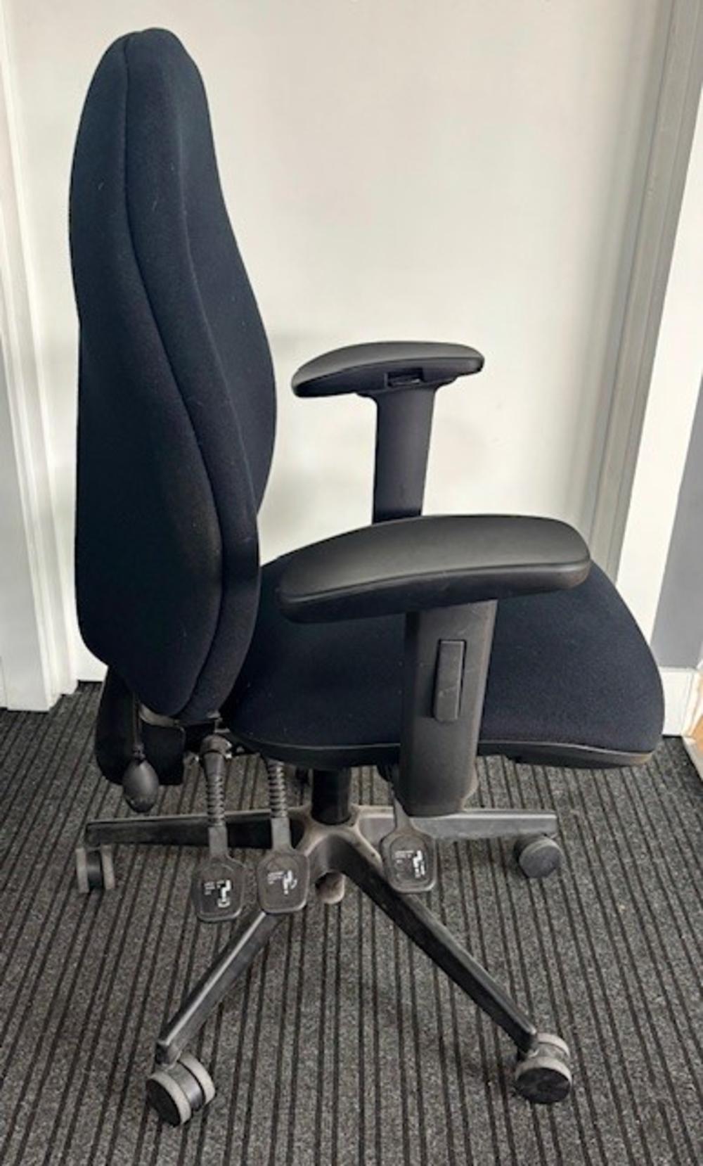 Black 4 Lever Task Chair with Pump Up Lumbar and Adjustable Arms