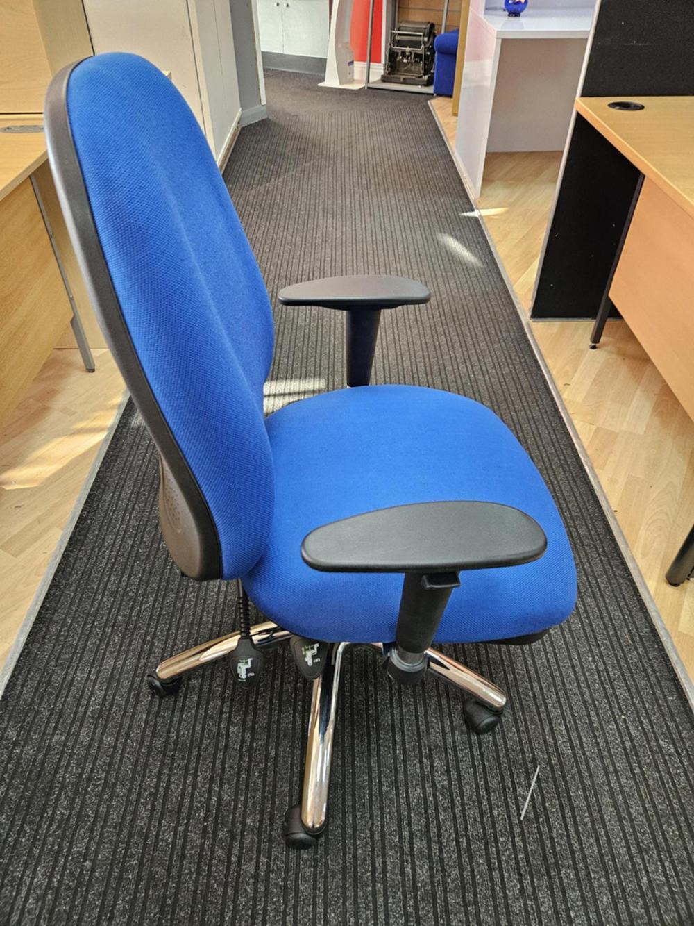 Blue Fabric Task Chair With Extra High Back 