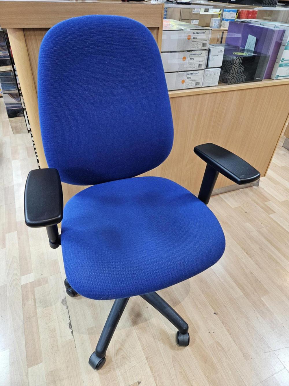 Alliance Blue Fabric Task Chair With Lumber And Adjustable Arms 