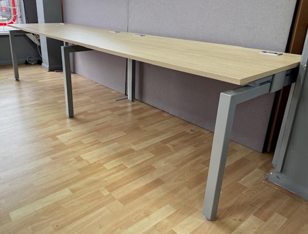 3200 x 800mm Bench Desk in Natural Oak Finish