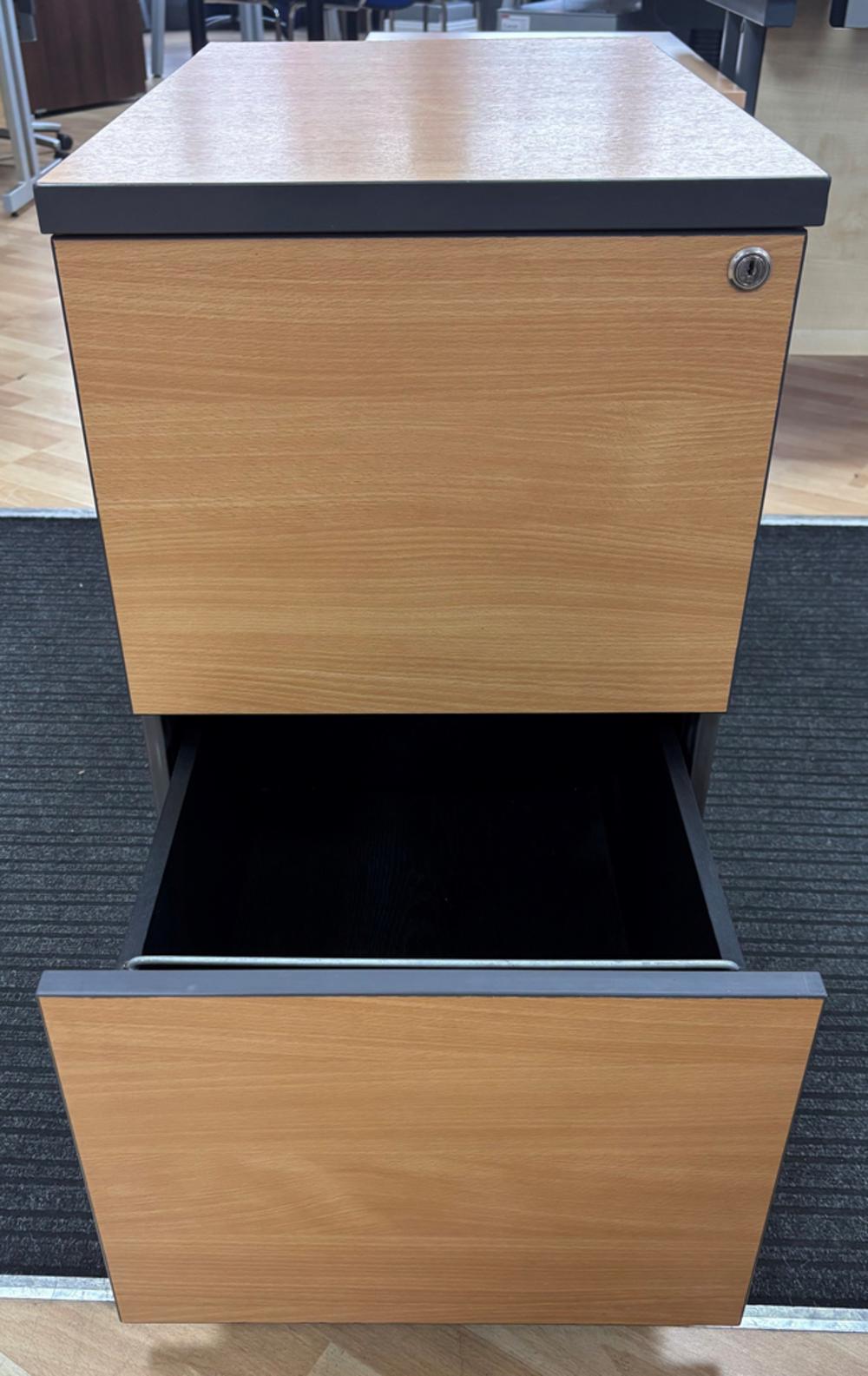 Beech Mobile Desk Pedestal (edging missing from rear)