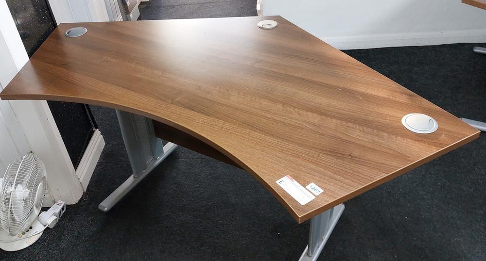Walnut Segment Desk With Silver Legs 