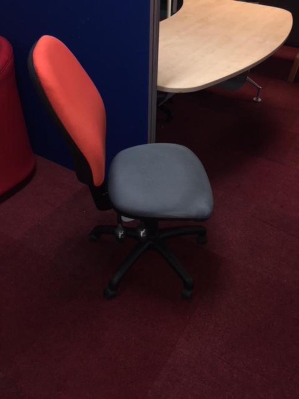 Two Tone Orange and Grey Operator Chair Twin Lever