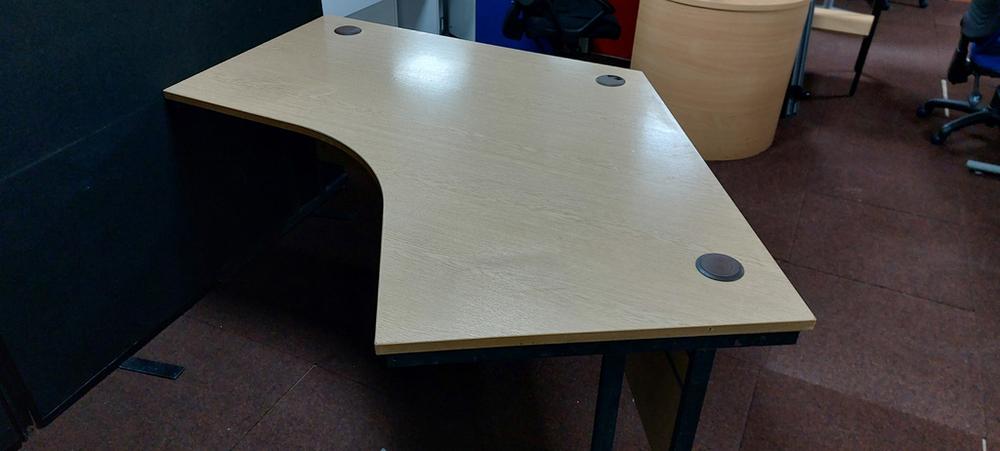 120 Degree Angle Desk In Light Oak