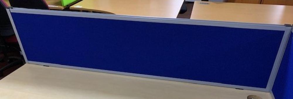 1200mm Blue Desk Mounted Screen with Aluminium Trim 