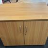 OI Beech Desk High Double Door Cupboard