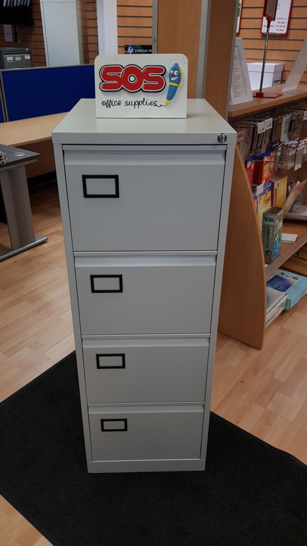 Bisley Grey 4 Drawer Filing Cabinet
