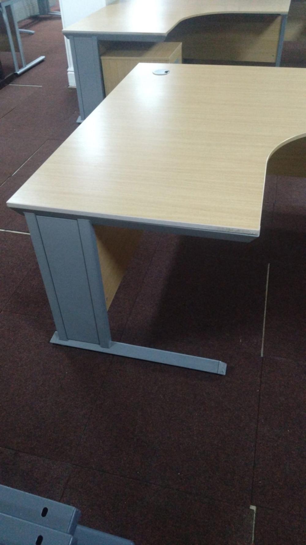 Light Oak 1600 x 1600mm Corner Desk With Mobile Pedestal