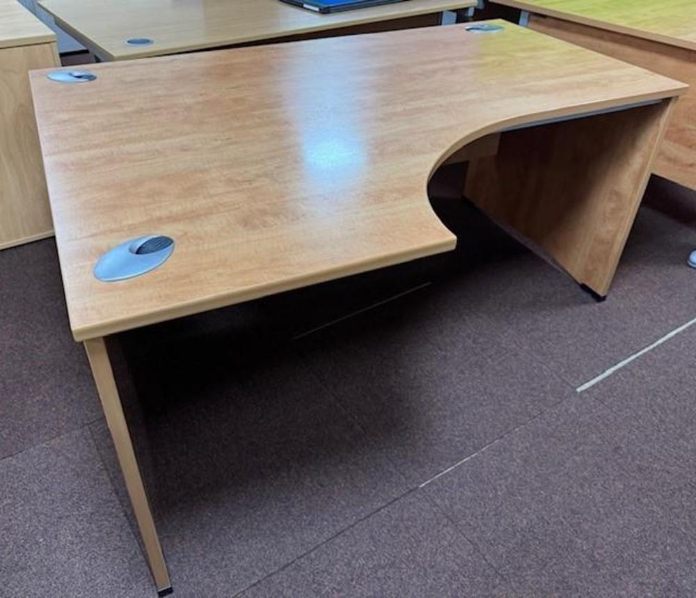 Elite Left Handed 1800mm Radial Desk With Panel End Legs in Champagne