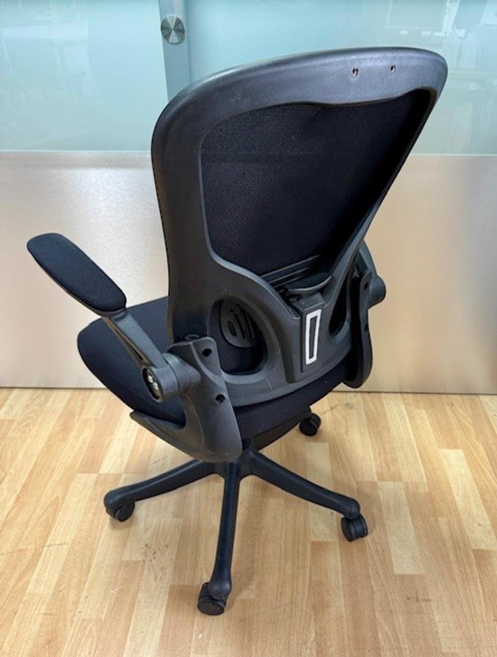 Mesh Back Chair with Foldaway Armrests - Black